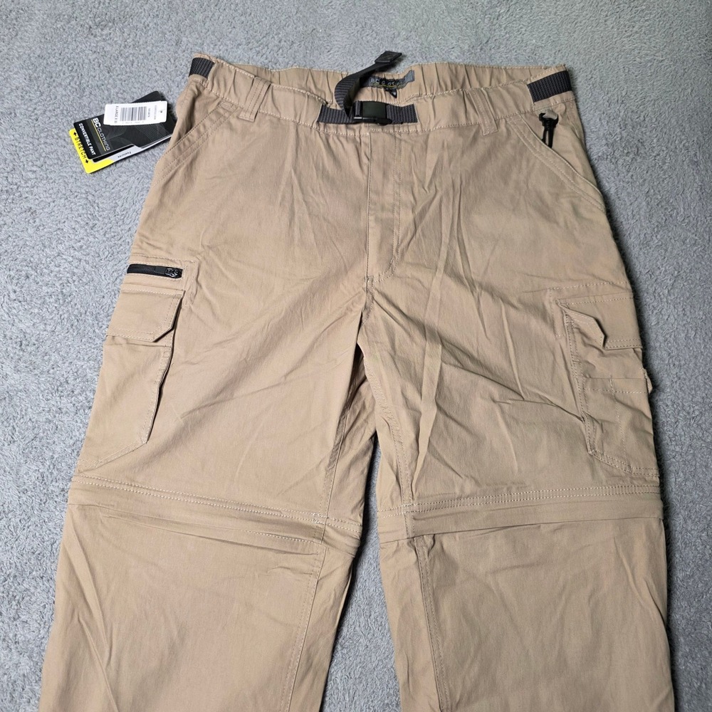 BC Clothing Mens XL x 30 Convertible Cargo Pants Khaki Tan Stretch Zip Off Belt